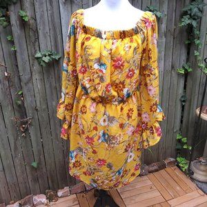 Indulge in style Floral Goldenrod Dress-Tunic